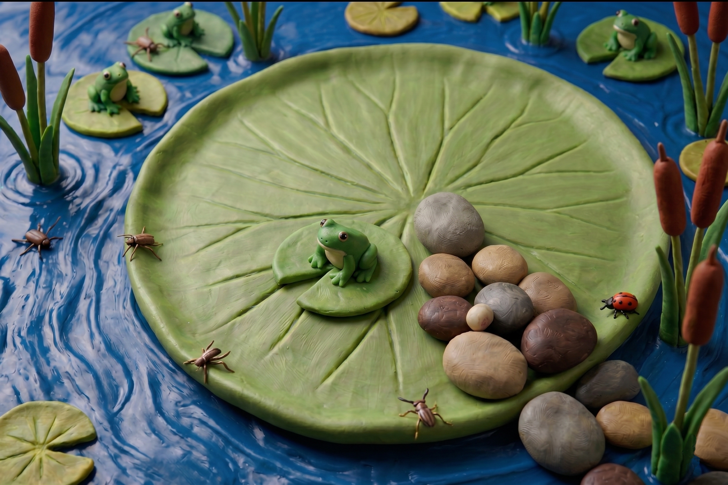 A clay pond scene from Phonics Bugs